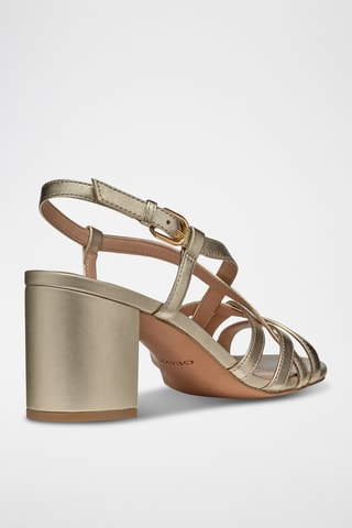 Sandales à talons en cuir de mouton - Doré