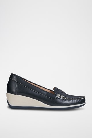 Mocassins compensés en cuir Arethea - Bleu marine