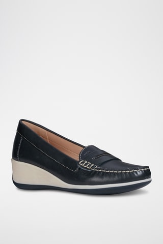 Mocassins compensés en cuir Arethea - Bleu marine