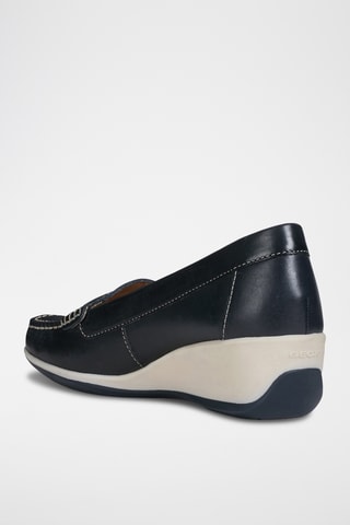Mocassins compensés en cuir Arethea - Bleu marine