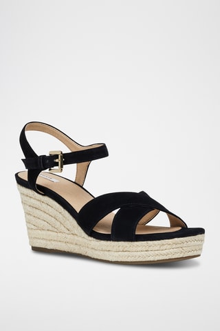 Sandales compensées en nubuck Soleil - Noir
