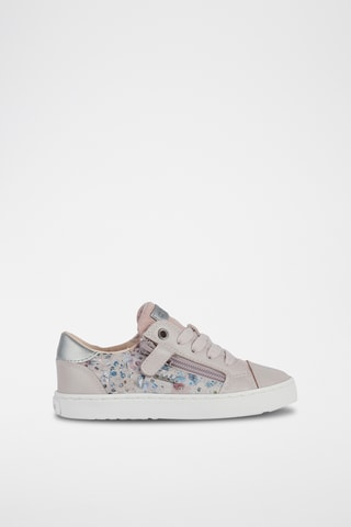 Baskets en cuir de chèvre nappa Kilwi - Rose poudré et gris clair