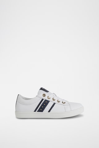 Baskets en cuir Kathe - Blanc et bleu marine