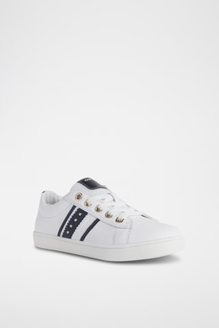 Baskets en cuir Kathe - Blanc et bleu marine