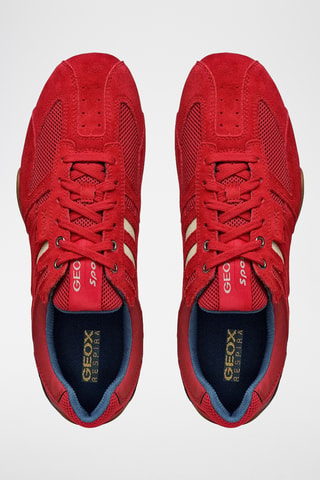 Baskets en cuir de veau nubuck Snake - Rouge