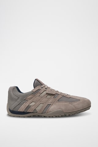 Baskets en cuir de veau nubuck Snake - Gris