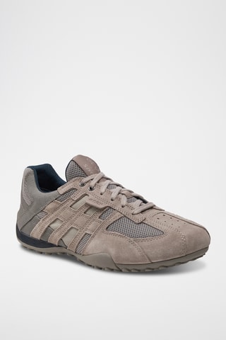 Baskets en cuir de veau nubuck Snake - Gris