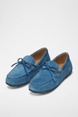 Chaussures bateau en cuir de veau nubuck Spherica - Bleu clair