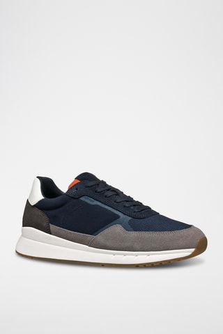 Baskets en cuir de veau nubuck Branthon - Bleu marine
