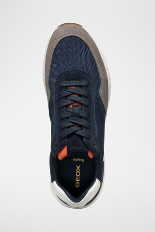 Baskets en cuir de veau nubuck Branthon - Bleu marine