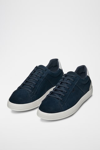 Baskets en cuir de veau nubuck Serifos - Bleu marine