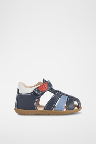 Sandales en cuir nappa Macchia - Bleu marine et blanc