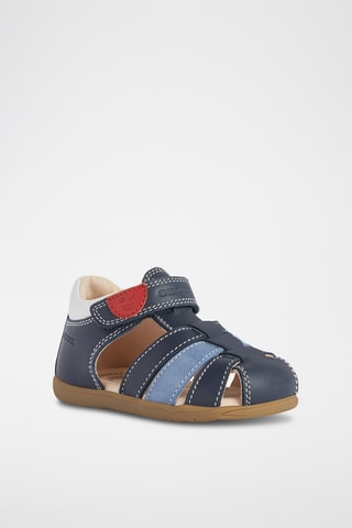 Sandales en cuir nappa Macchia - Bleu marine et blanc