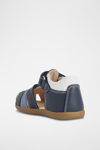Sandales en cuir nappa Macchia - Bleu marine et blanc