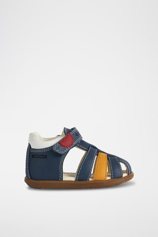 Sandales en cuir nappa Macchia - Bleu marine et jaune