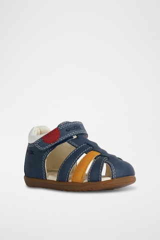 Sandales en cuir nappa Macchia - Bleu marine et jaune