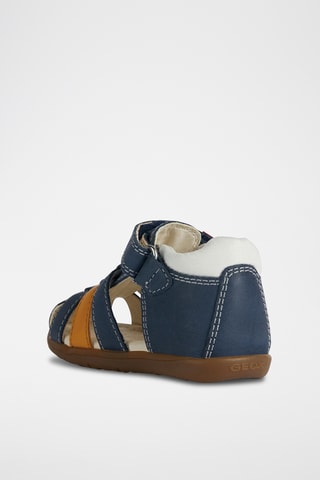Sandales en cuir nappa Macchia - Bleu marine et jaune