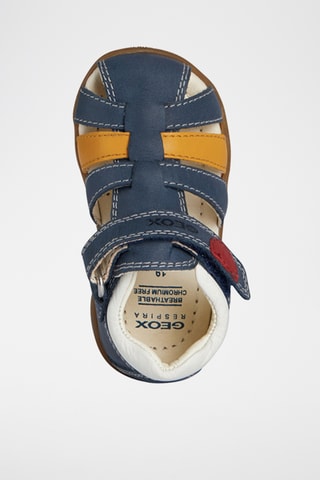 Sandales en cuir nappa Macchia - Bleu marine et jaune