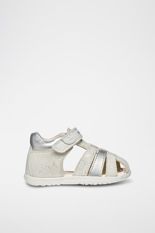 Sandales en cuir de chèvre nubuck Macchia - Blanc et argenté
