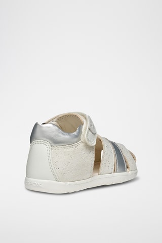 Sandales en cuir de chèvre nubuck Macchia - Blanc et argenté