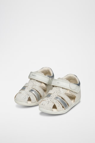 Sandales en cuir de chèvre nubuck Macchia - Blanc et argenté