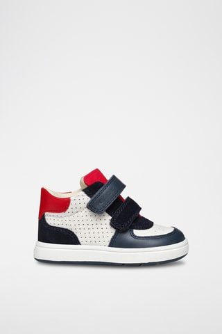 Baskets montantes en cuir Biglia - Blanc et bleu marine