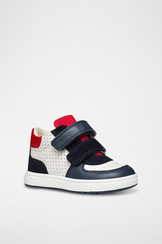Baskets montantes en cuir Biglia - Blanc et bleu marine