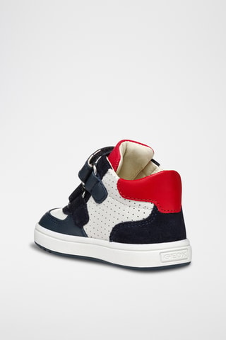 Baskets montantes en cuir Biglia - Blanc et bleu marine