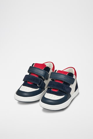 Baskets montantes en cuir Biglia - Blanc et bleu marine