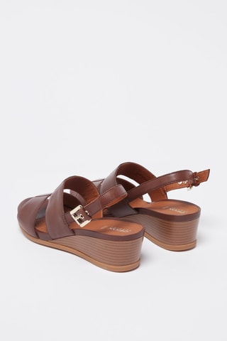 Sandales compensées en cuir Marykarmen - Marron