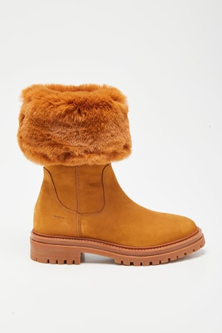 Bottines fourrées en cuir Iridea Camel