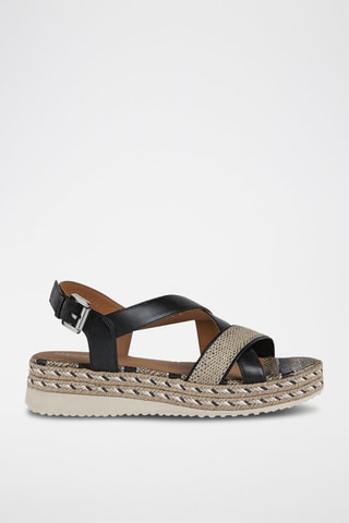 Sandales compensées en cuir Deolie - Noir