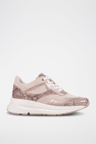 Baskets compensées en cuir Backsie - Nude et doré rose