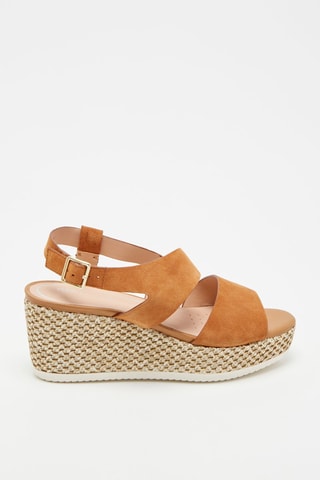 Sandales compensées en nubuck Dlipari - Cognac
