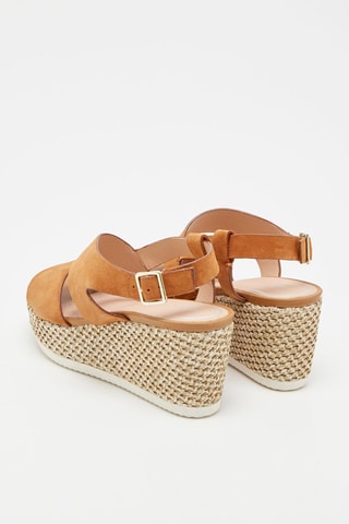 Sandales compensées en nubuck Dlipari - Cognac