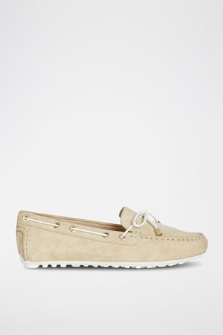 Chaussures bateau en nubuck Leelyan - Sable et blanc