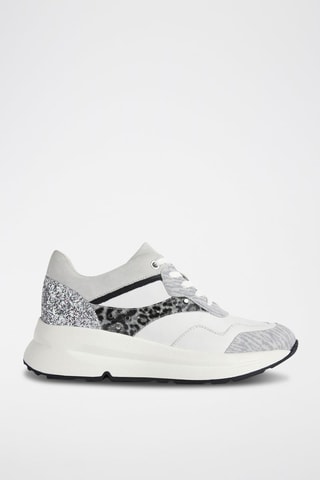 Baskets compensées en cuir de mouton nappa, cuir de chèvre, cuir nappa et cuir nubuck Backsie - Blanc et gris clair