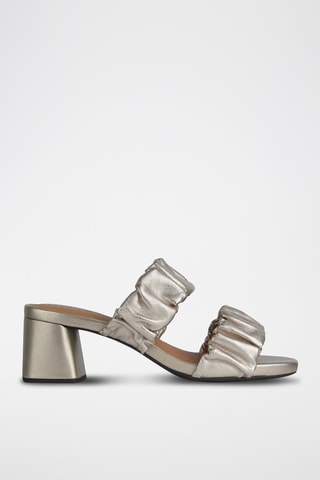 Mules à talons en cuir Genziana Doré