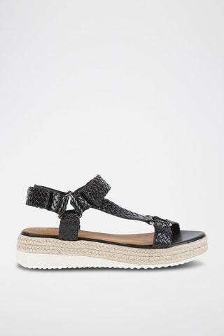 Sandales compensées en cuir Eolie Noir