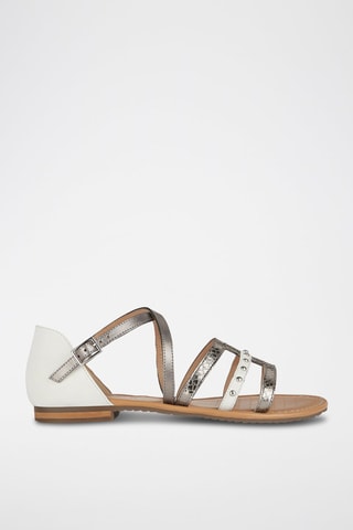 Sandales en cuir Sozy Argenté et blanc