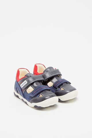 Sandales en cuir - Bleu marine et rouge