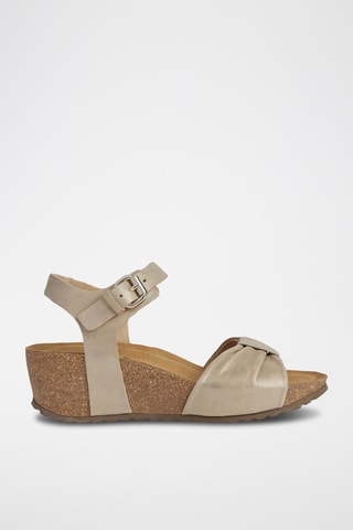 Sandales compensées en cuir Diantha - Ecru