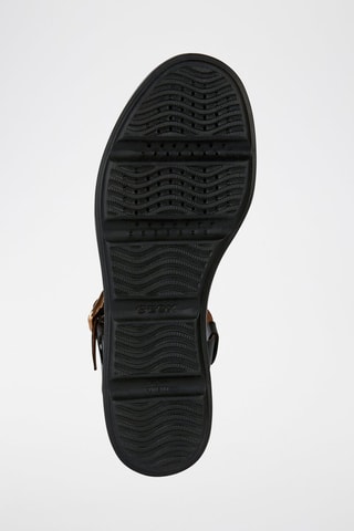 Sandales compensées en cuir de mouton nappa Pisa - Noir