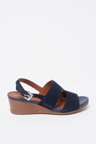 Sandales compensées en nubuck Marykarmen - Bleu marine
