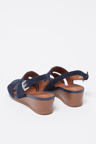 Sandales compensées en nubuck Marykarmen - Bleu marine
