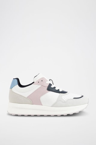 Baskets en cuir Runntix - Blanc, rose et bleu