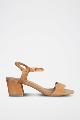 Sandales à talons en cuir de chèvre nubuck New Eraklia 50 - Beige