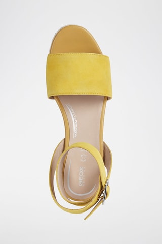 Sandales compensées en cuir de chèvre nubuck Lipari A - Jaune 