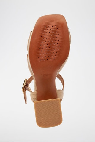 Sandales à talons en cuir nappa Soledea - Beige