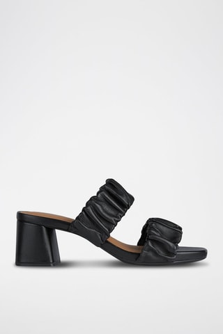 Mules à talons en cuir Genziana - Noir